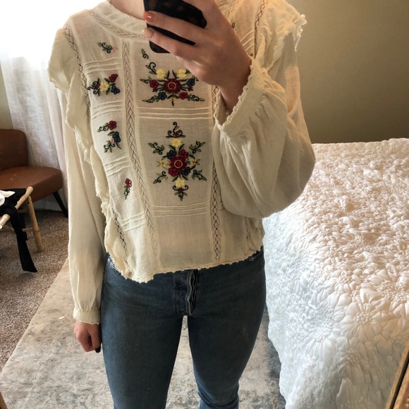 Free People Tops - Free people- embroidered blouse